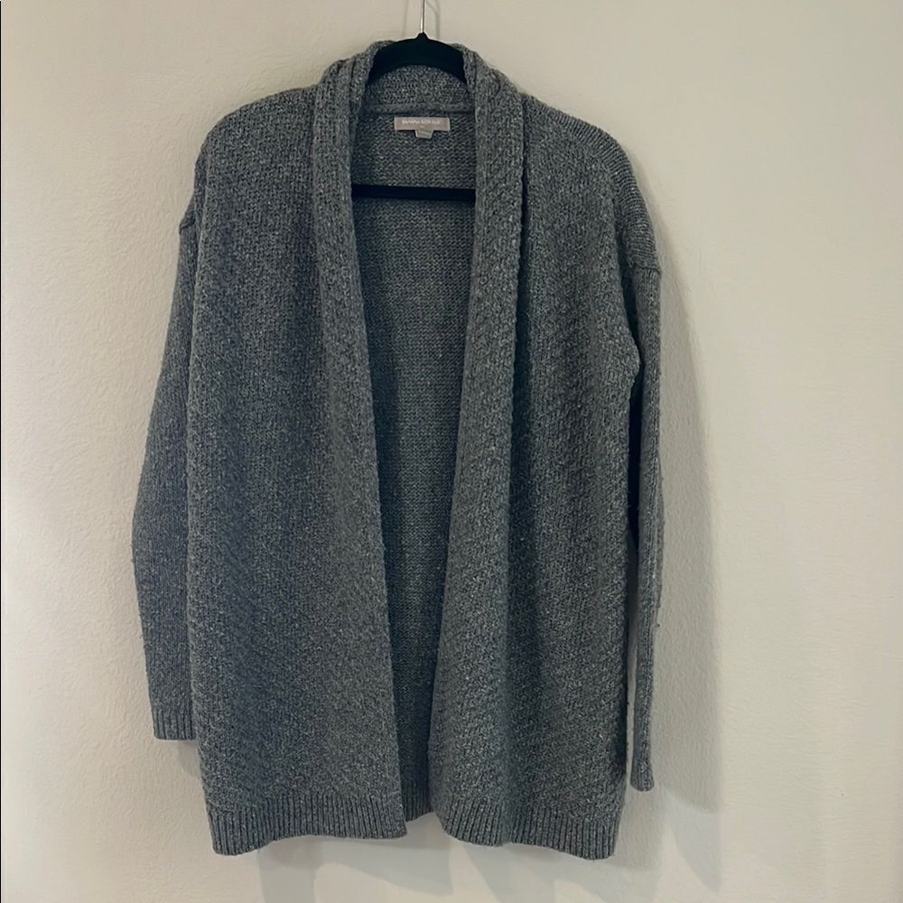 Cozy Gray Wool Open Front Cardigan